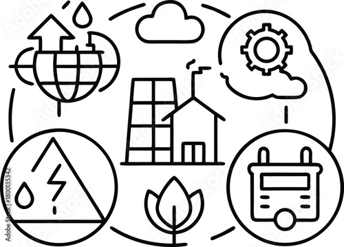 Sustainable energy transition illustration showing industry and green future