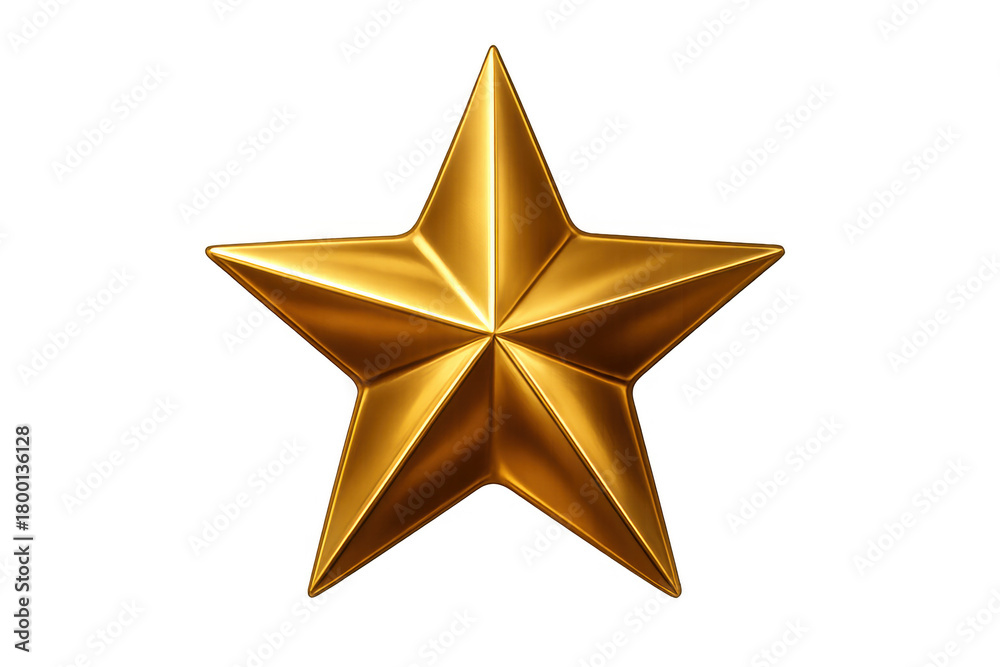 Fototapeta premium Shiny gold metallic star icon representing top performance, premium status, award and high rating with glossy 3d look