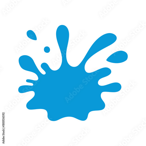 Blue water drop splash. Liquid blot isolated on white background for abstract design, decoration, and creative graphics
