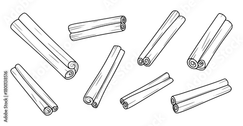Hand-drawn illustration of cinnamon sticks on a white background