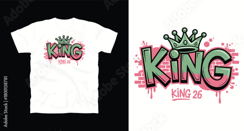King Crown Graffiti Spray Street Art Vector Graphic Design for T Shirt Apparel Print Product Stylish Urban Style Youth Hip Hop