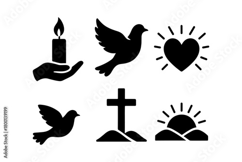 Faith and hope silhouettes, dove cross candle