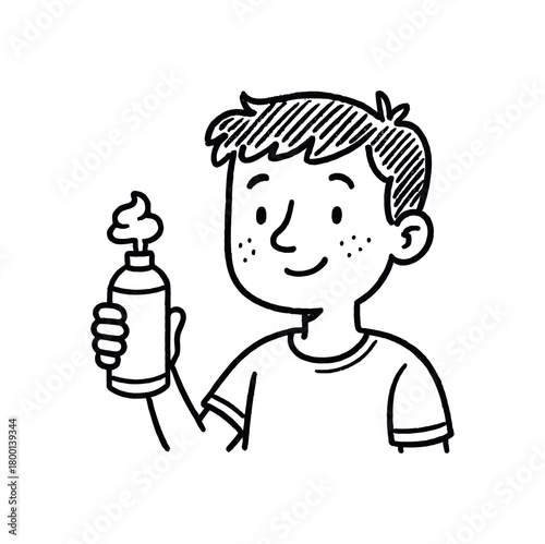handdrawn cute doodle style young shaving gel bottle vector line illustration