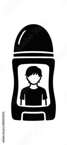 teenage deodorant rollon flat black solid vector illustration isolated on white background