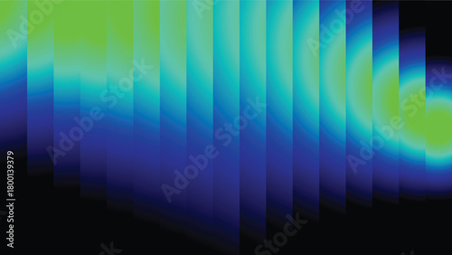Abstract aurora borealis with green and blue hues over a dark background