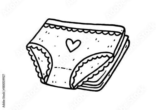handdrawn cute doodle style period underwear folded neatly vector line illustration