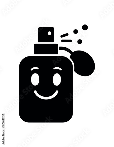 teenage perfume spray bottle flat black solid vector illustration isolated on white background