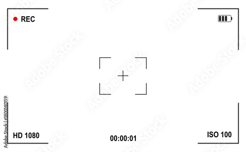 Display screen camera frame overlay, camera interface with information indicators, zoom exposure, camcorder shutter snapshot
