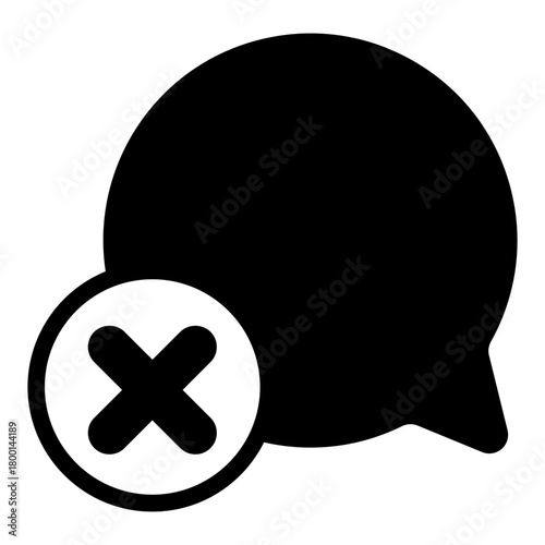 Dialog bubble ban solid icon, conversations concept. Vector graphics. Dialog with close button, forbidden item sign on white background, style icon mobile or web design.