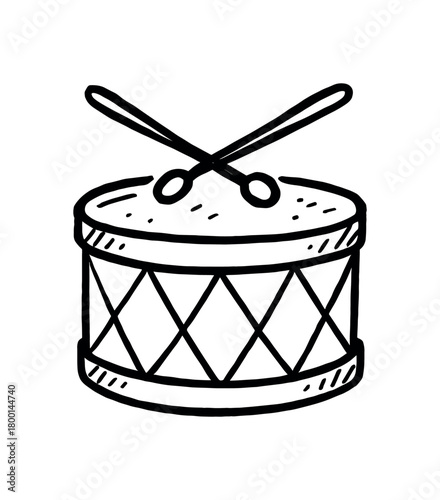 handdrawn cute doodle style marching drum vector line illustration