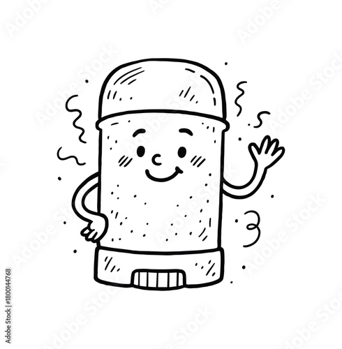 handdrawn cute doodle style teenage deodorant vector line illustration