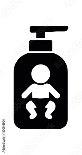 baby body lotion flat black solid vector illustration isolated on white background