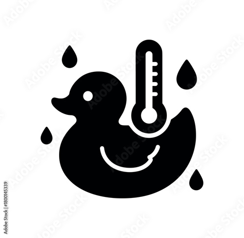 baby bath thermometer flat black solid vector illustration isolated on white background