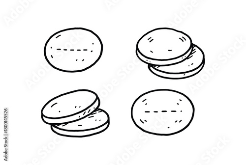 handdrawn cute doodle style cotton pads vector line illustration