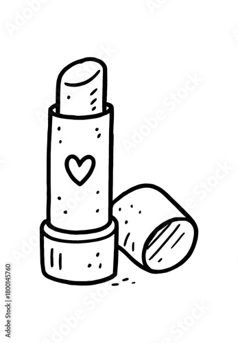 handdrawn cute doodle style lip balm stick vector line illustration