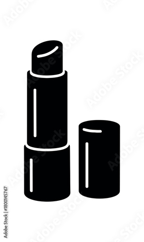 lip balm stick flat black solid vector illustration isolated on white background