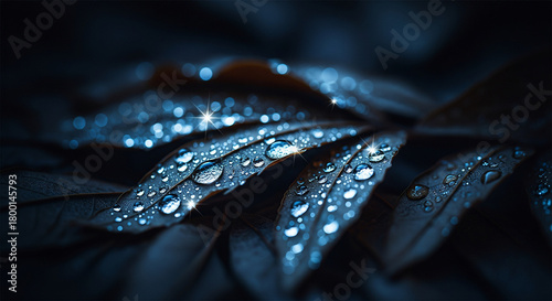 background of dry leaves with water drops