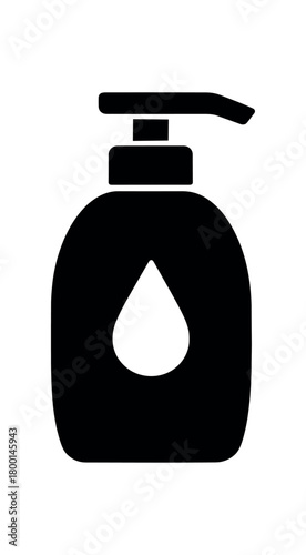 liquid soap dispenser flat black solid vector illustration isolated on white background
