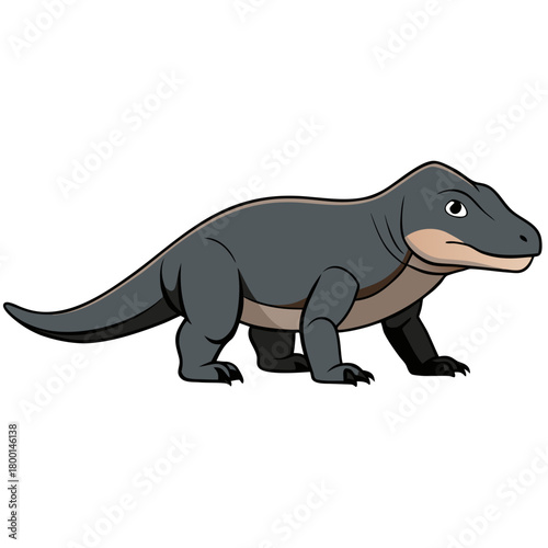 Cartoon komodo dragon illustration on white background