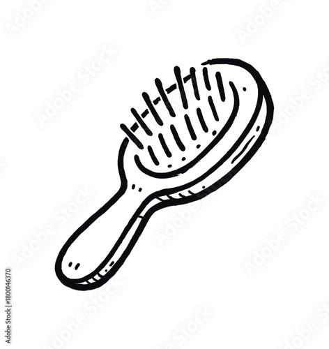 handdrawn cute doodle style hairbrush vector line illustration