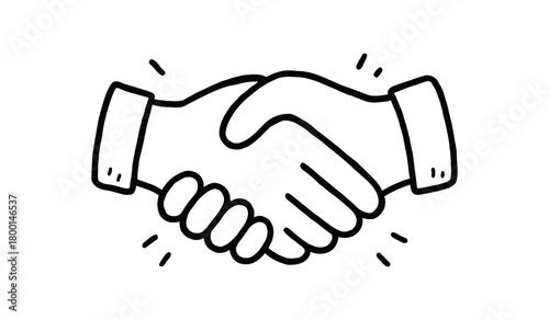 handdrawn cute doodle style handshake vector line illustration