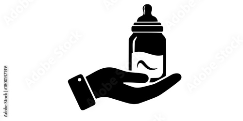 Baby Bottle Feeding Simple Flat Vector Icon