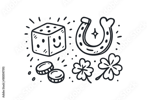 handdrawn cute doodle style chance vector line illustration