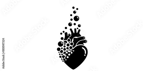 Maternal Love Heart Dissolving Bubbles Flat Vector Icon