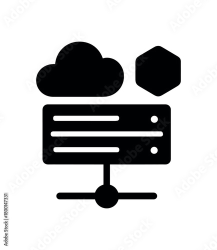 instance flat black solid vector illustration isolated on white background