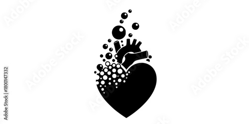 Maternal Love Heart Dissolving Bubbles Flat Vector Icon