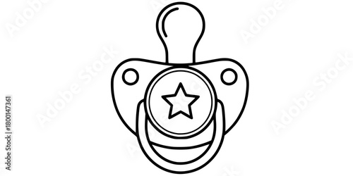 Pacifier Soother Star Detail Simple Line Art Vector Icon