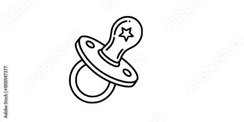 Pacifier Soother Star Detail Simple Line Art Vector Icon