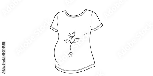 Maternity Shirt Seedling Growth Simple Line Art Vector