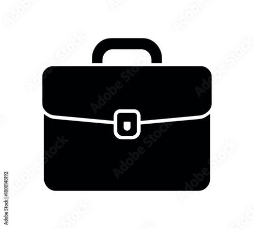 briefcase flat black solid vector illustration isolated on white background