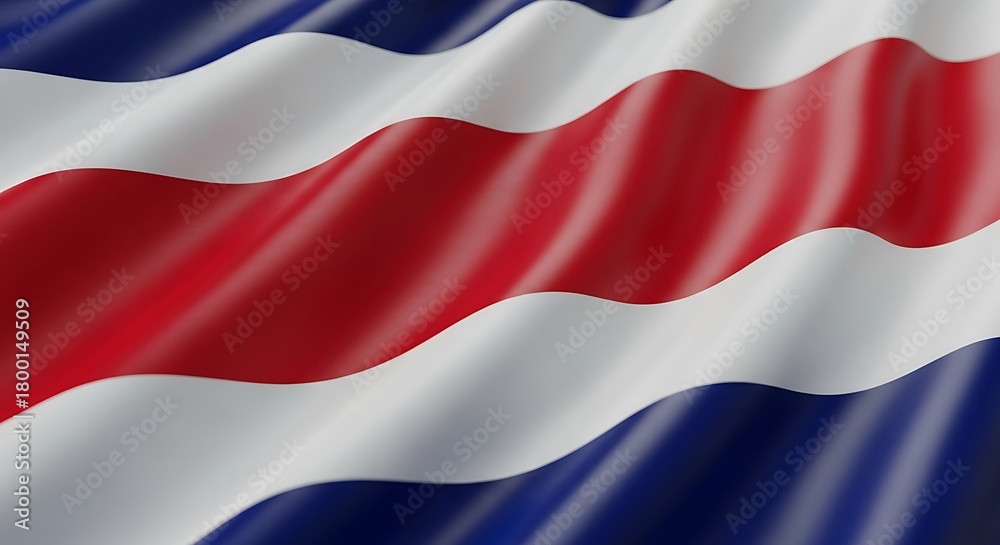 Naklejka premium The national flag of costa rica, Waving gracefully in the wind, Costa Rica Independent Day flag