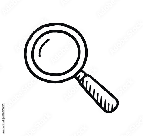 handdrawn cute doodle style magnifying glass vector line illustration