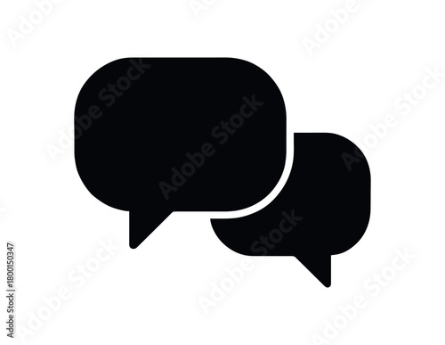 speech bubble chat flat black solid vector illustration isolated on white background