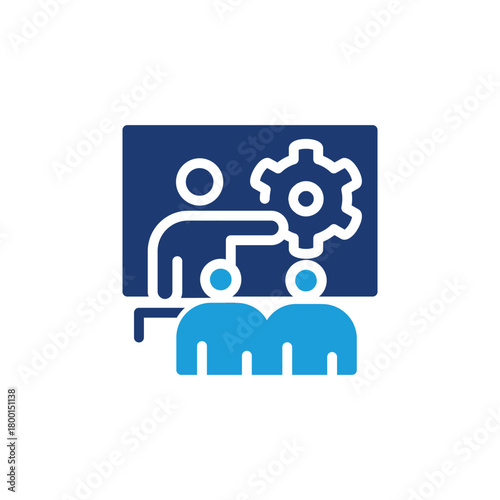 Engineers Receiving Training on Industrial colored icon vector design good for web or mobile app