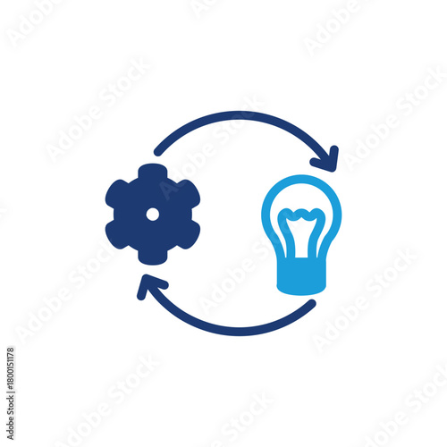 lighbulb and Gear colored icon vector design good for web or mobile app