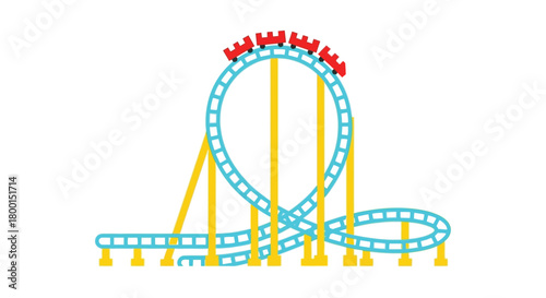 A simple illustration of a bright blue and yellow roller coaster