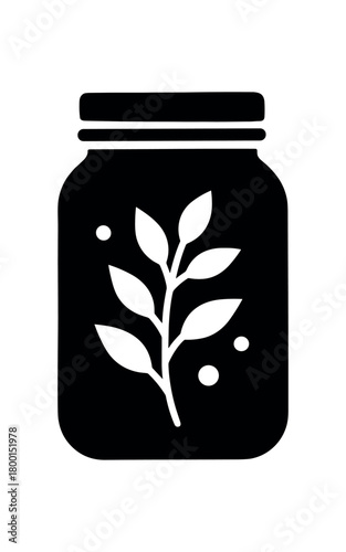 herbal infusion jar flat black solid vector illustration isolated on white background
