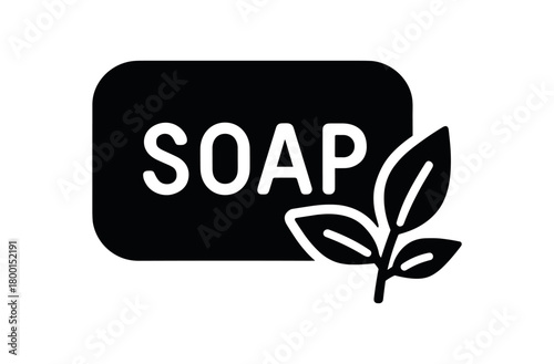 herbal soap bar flat black solid vector illustration isolated on white background