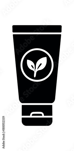 herbal cream tube flat black solid vector illustration isolated on white background