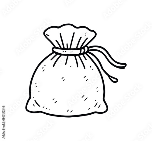 handdrawn cute doodle style linen pouch vector line illustration