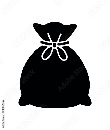 linen pouch flat black solid vector illustration isolated on white background