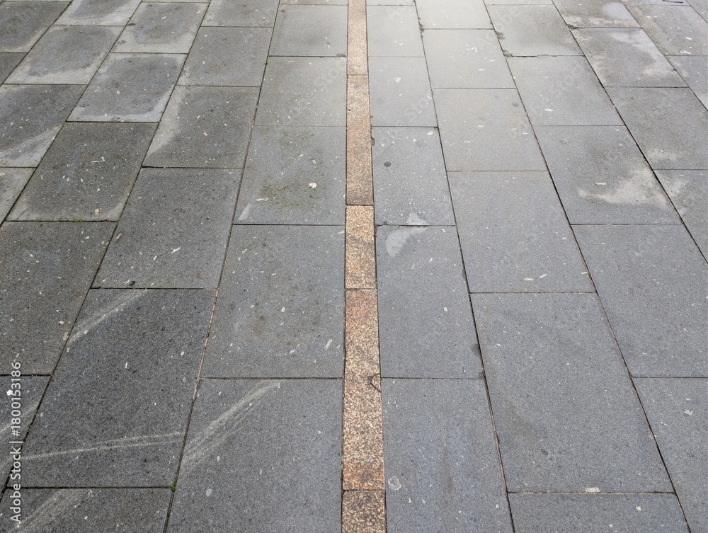 Fototapeta premium Urban pavement with central decorative stone line