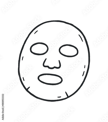 handdrawn cute doodle style face mask sheet vector line illustration