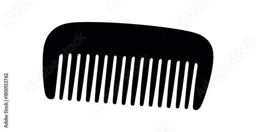 wooden comb flat black solid vector illustration isolated on white background