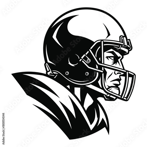 American football player vector illustration with determined look and helmet