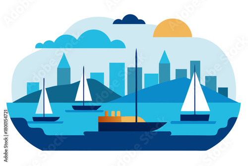 Boats sailing in harbor